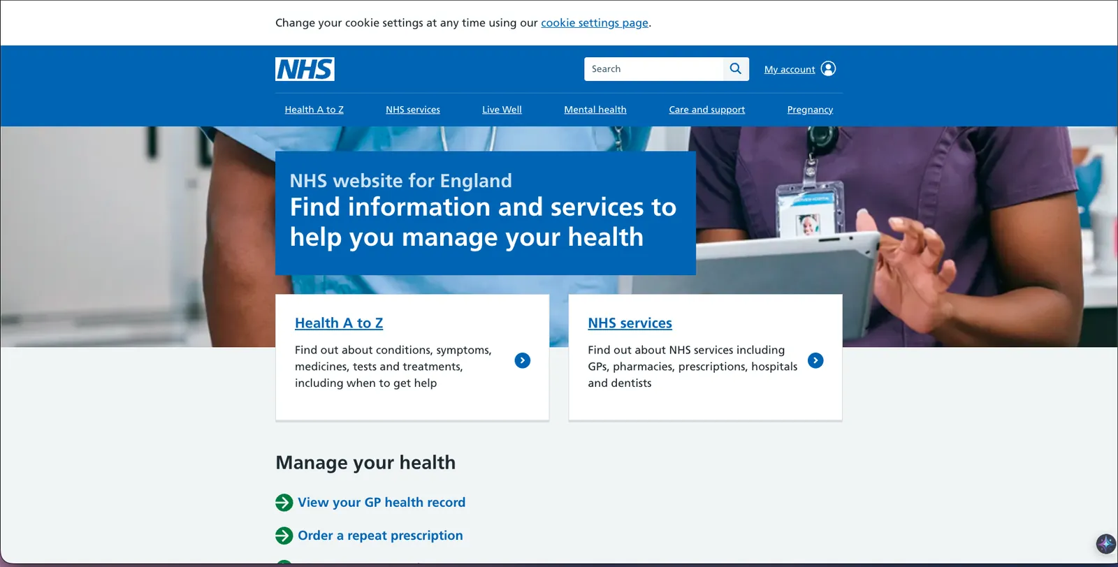 Screenshot of Health Services