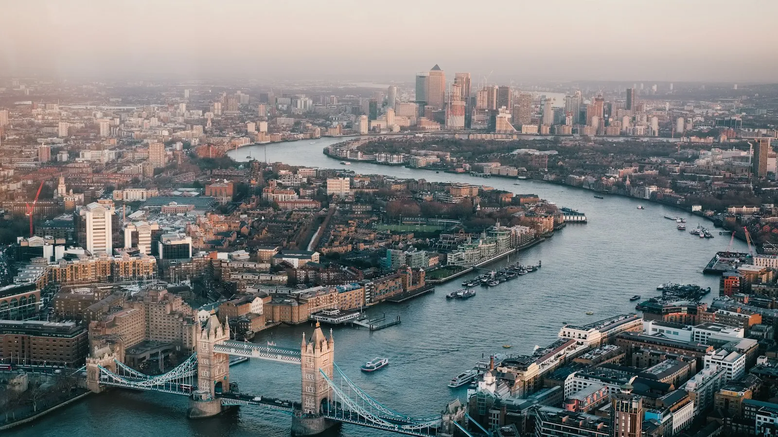 An aerial view of London and the River Thames