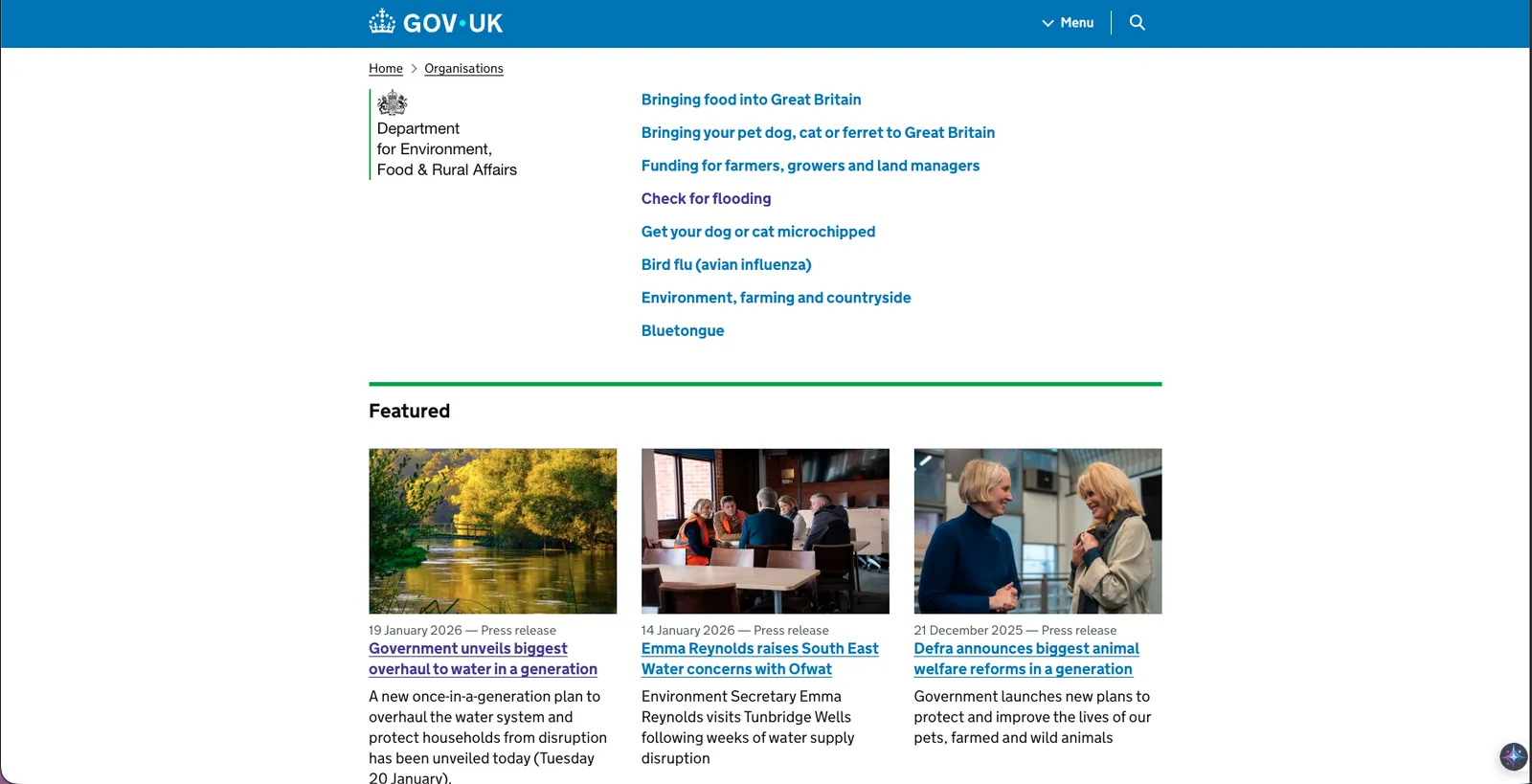 Interface screenshot for UK Government - 1